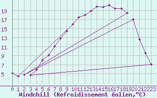 Courbe du refroidissement olien pour Seljelia