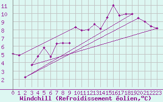 Courbe du refroidissement olien pour Ueckermuende