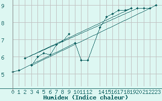 Courbe de l'humidex pour Malin Head