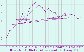 Courbe du refroidissement olien pour Terschelling Hoorn