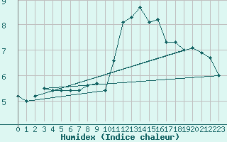 Courbe de l'humidex pour Luedenscheid