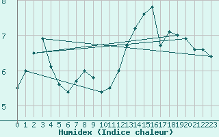 Courbe de l'humidex pour Lyon - Bron (69)
