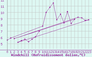 Courbe du refroidissement olien pour Pointe de Chassiron (17)