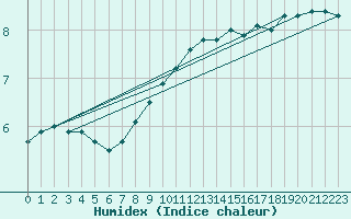 Courbe de l'humidex pour Hanko Tulliniemi