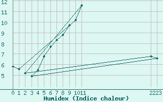 Courbe de l'humidex pour Ruhnu