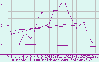 Courbe du refroidissement olien pour Neumarkt