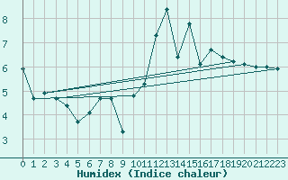 Courbe de l'humidex pour Berson (33)