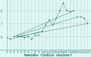 Courbe de l'humidex pour Elsenborn (Be)