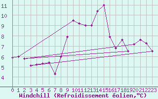 Courbe du refroidissement olien pour Bad Marienberg