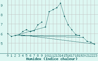 Courbe de l'humidex pour Tours (37)