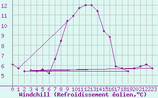 Courbe du refroidissement olien pour M. Calamita
