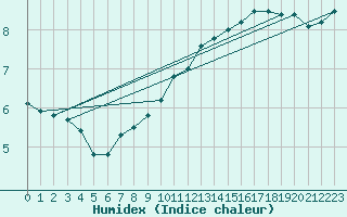 Courbe de l'humidex pour Izegem (Be)