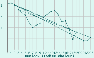 Courbe de l'humidex pour Hvide Sande