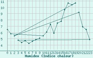 Courbe de l'humidex pour Belfort-Dorans (90)