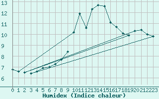 Courbe de l'humidex pour Lauwersoog Aws