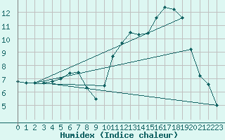 Courbe de l'humidex pour Hallhaaxaasen