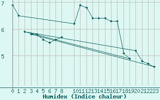 Courbe de l'humidex pour Saint-Hubert (Be)