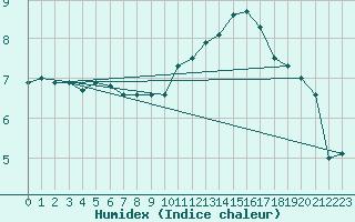 Courbe de l'humidex pour Saint-Nazaire (44)