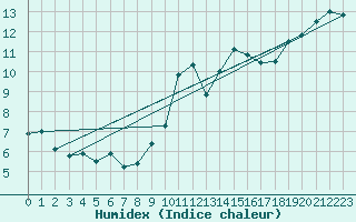 Courbe de l'humidex pour Biscarrosse (40)