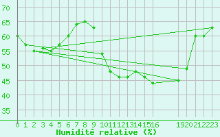 Courbe de l'humidit relative pour Saint-Haon (43)