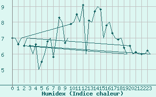 Courbe de l'humidex pour Vlieland