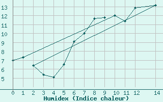 Courbe de l'humidex pour Hallhaaxaasen