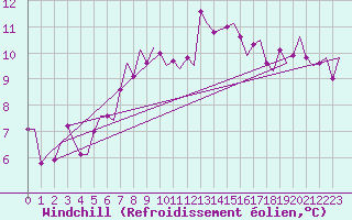 Courbe du refroidissement olien pour Amsterdam Airport Schiphol
