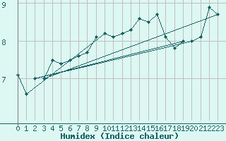 Courbe de l'humidex pour Reims-Prunay (51)