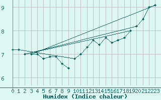 Courbe de l'humidex pour Zamosc