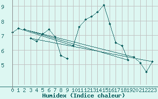 Courbe de l'humidex pour Middle Wallop