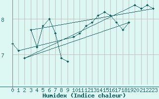 Courbe de l'humidex pour Saint-Hubert (Be)