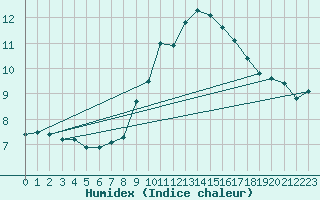 Courbe de l'humidex pour Lahr (All)