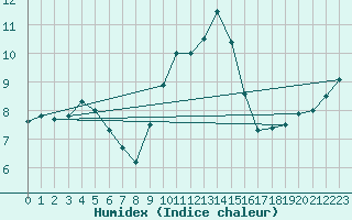 Courbe de l'humidex pour Mullingar