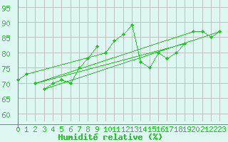 Courbe de l'humidit relative pour Hupsel Aws