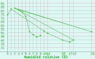 Courbe de l'humidit relative pour Nesbyen-Todokk