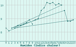 Courbe de l'humidex pour Brignogan (29)