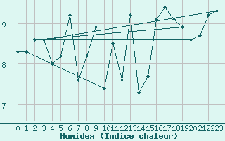 Courbe de l'humidex pour Montroy (17)