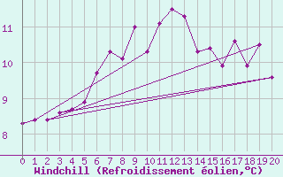 Courbe du refroidissement olien pour Dimitrovgrad
