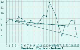 Courbe de l'humidex pour Hoernli