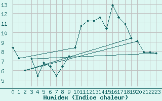 Courbe de l'humidex pour Bergerac (24)