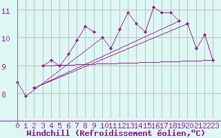 Courbe du refroidissement olien pour Anvers (Be)