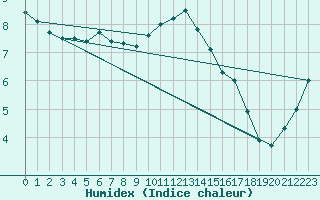 Courbe de l'humidex pour Larkhill