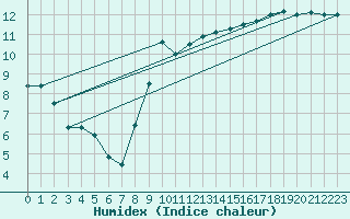 Courbe de l'humidex pour Mullingar