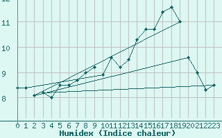 Courbe de l'humidex pour Swinoujscie