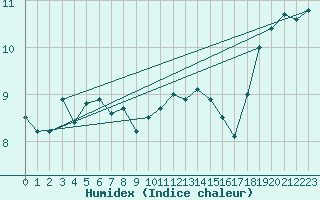 Courbe de l'humidex pour Bad Salzuflen