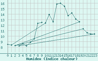 Courbe de l'humidex pour Peira Cava (06)