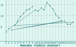 Courbe de l'humidex pour Mace Head