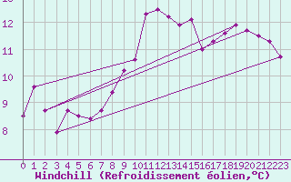 Courbe du refroidissement olien pour Bad Marienberg