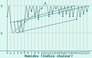 Courbe de l'humidex pour Platform P11-b Sea