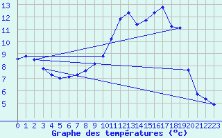 Courbe de tempratures pour Offenbach Wetterpar